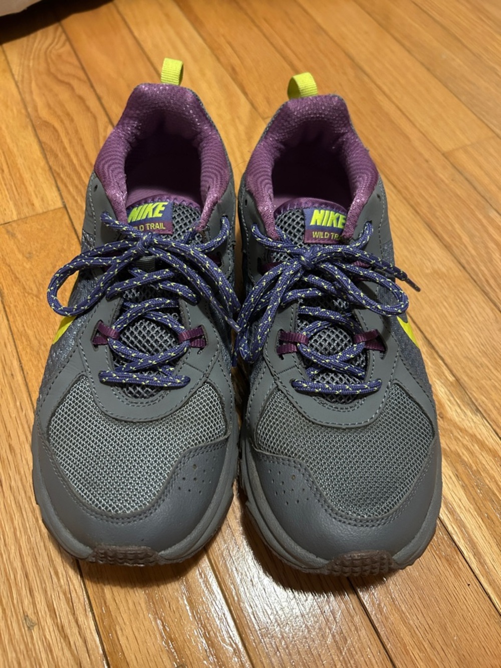 Nike Gray, Purple & Neon Yellow Trail Sneakers